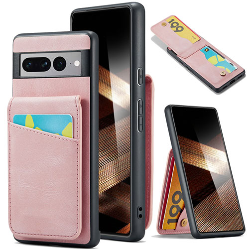 Soft Silicone Gel Leather Snap On Case Cover SD1 for Google Pixel 7 Pro 5G Pink