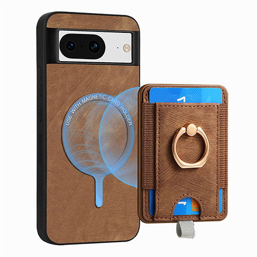 Soft Silicone Gel Leather Snap On Case Cover SD1 for Google Pixel 8 5G Brown