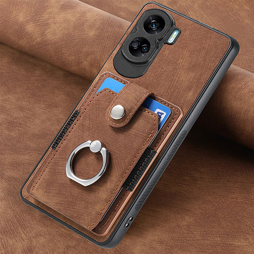 Soft Silicone Gel Leather Snap On Case Cover SD1 for Huawei Honor 90 Lite 5G Brown