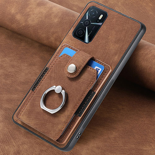 Soft Silicone Gel Leather Snap On Case Cover SD1 for Oppo A16 Brown