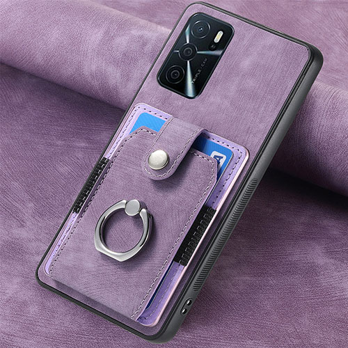 Soft Silicone Gel Leather Snap On Case Cover SD1 for Oppo A16 Clove Purple