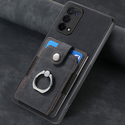 Soft Silicone Gel Leather Snap On Case Cover SD1 for Oppo A54 5G Black