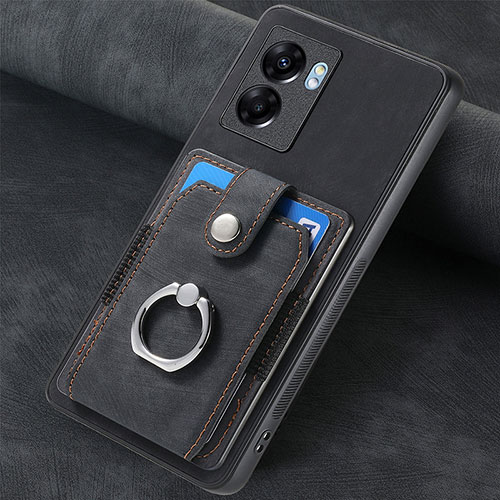 Soft Silicone Gel Leather Snap On Case Cover SD1 for Oppo A57 5G Black