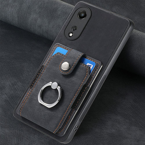 Soft Silicone Gel Leather Snap On Case Cover SD1 for Oppo A58 5G Black