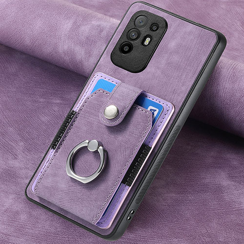 Soft Silicone Gel Leather Snap On Case Cover SD1 for Oppo A94 5G Clove Purple