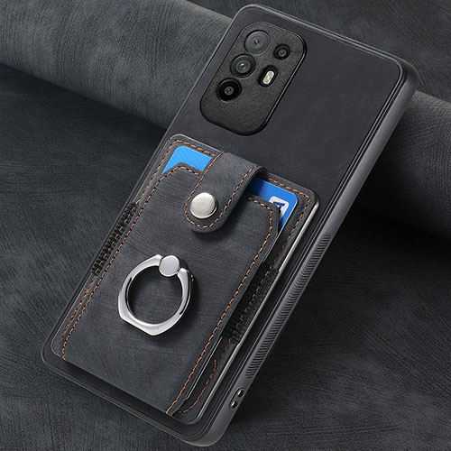 Soft Silicone Gel Leather Snap On Case Cover SD1 for Oppo A95 5G Black