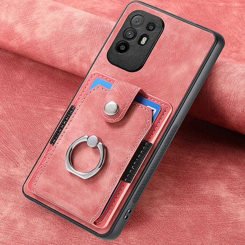 Soft Silicone Gel Leather Snap On Case Cover SD1 for Oppo A95 5G Pink