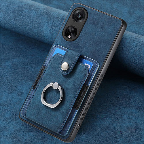 Soft Silicone Gel Leather Snap On Case Cover SD1 for Oppo A98 5G Blue