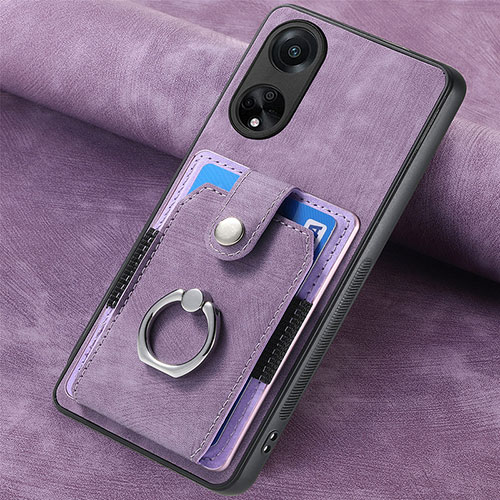 Soft Silicone Gel Leather Snap On Case Cover SD1 for Oppo A98 5G Clove Purple