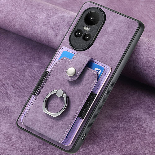 Soft Silicone Gel Leather Snap On Case Cover SD1 for Oppo Reno10 5G Clove Purple