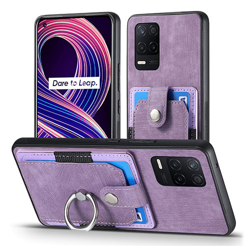 Soft Silicone Gel Leather Snap On Case Cover SD1 for Realme 8s 5G Clove Purple