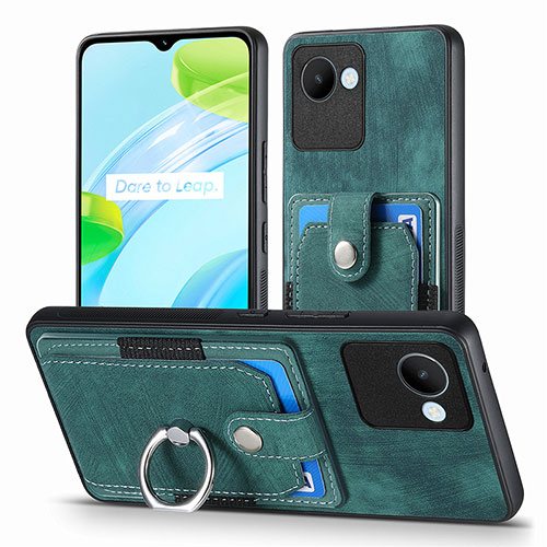 Soft Silicone Gel Leather Snap On Case Cover SD1 for Realme C30 Green