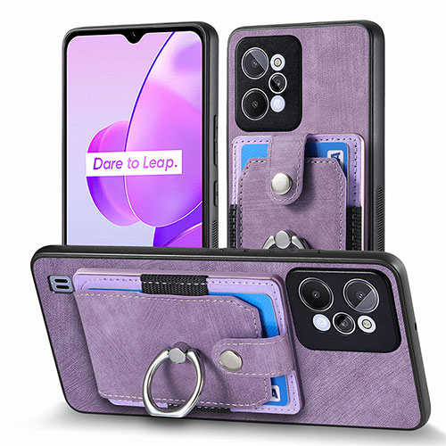 Soft Silicone Gel Leather Snap On Case Cover SD1 for Realme C31 Clove Purple