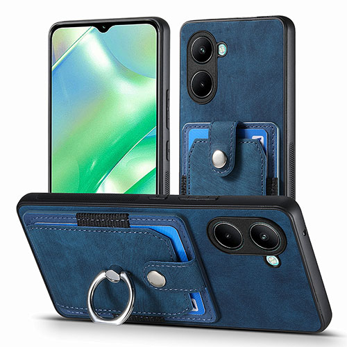 Soft Silicone Gel Leather Snap On Case Cover SD1 for Realme C33 Blue