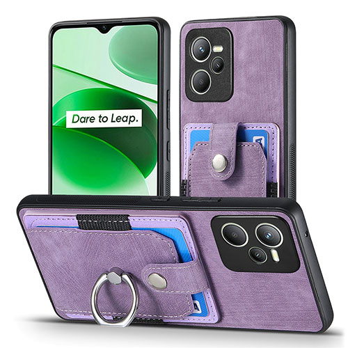 Soft Silicone Gel Leather Snap On Case Cover SD1 for Realme C35 Clove Purple