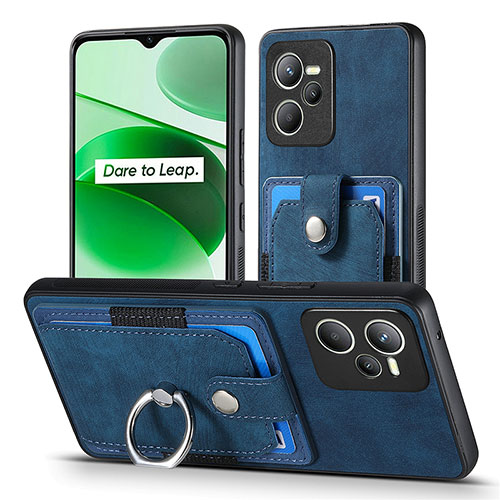 Soft Silicone Gel Leather Snap On Case Cover SD1 for Realme Narzo 50A Prime Blue