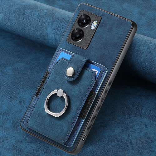 Soft Silicone Gel Leather Snap On Case Cover SD1 for Realme V23i 5G Blue