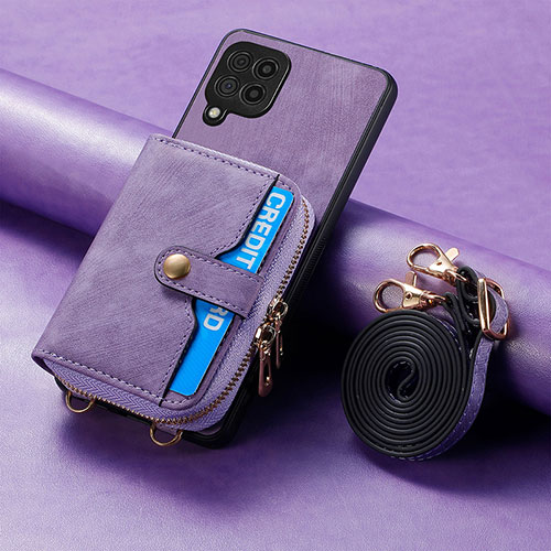 Soft Silicone Gel Leather Snap On Case Cover SD1 for Samsung Galaxy A12 5G Clove Purple