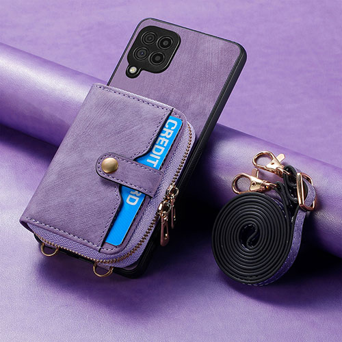 Soft Silicone Gel Leather Snap On Case Cover SD1 for Samsung Galaxy A12 Nacho Clove Purple