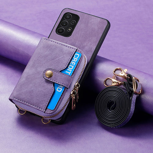 Soft Silicone Gel Leather Snap On Case Cover SD1 for Samsung Galaxy A32 5G Clove Purple