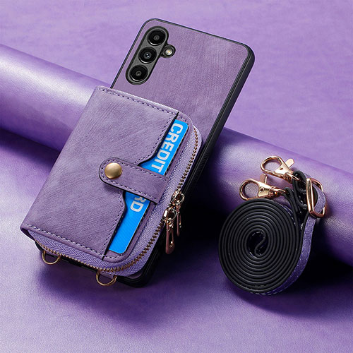 Soft Silicone Gel Leather Snap On Case Cover SD1 for Samsung Galaxy A54 5G Clove Purple