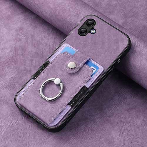 Soft Silicone Gel Leather Snap On Case Cover SD1 for Samsung Galaxy F04 Clove Purple