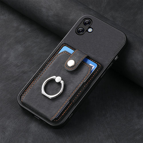 Soft Silicone Gel Leather Snap On Case Cover SD1 for Samsung Galaxy M04 Black