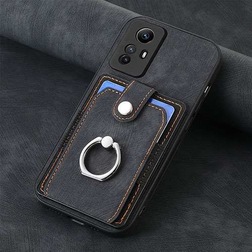 Soft Silicone Gel Leather Snap On Case Cover SD1 for Xiaomi Redmi Note 12S Black