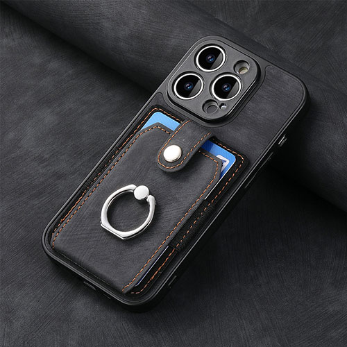 Soft Silicone Gel Leather Snap On Case Cover SD11 for Apple iPhone 14 Pro Black