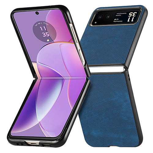 Soft Silicone Gel Leather Snap On Case Cover SD11 for Motorola Moto Razr 40 5G Blue