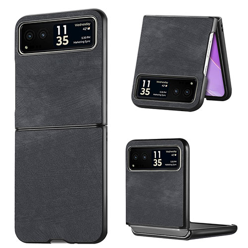 Soft Silicone Gel Leather Snap On Case Cover SD11 for Motorola Moto Razr 40 Ultra 5G Black