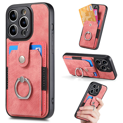 Soft Silicone Gel Leather Snap On Case Cover SD12 for Apple iPhone 16 Pro Pink