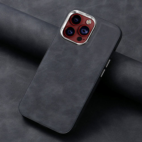 Soft Silicone Gel Leather Snap On Case Cover SD13 for Apple iPhone 13 Pro Max Black