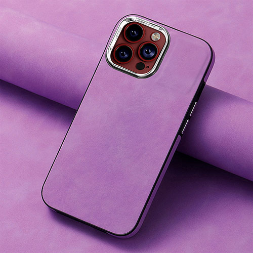 Soft Silicone Gel Leather Snap On Case Cover SD13 for Apple iPhone 13 Pro Max Clove Purple