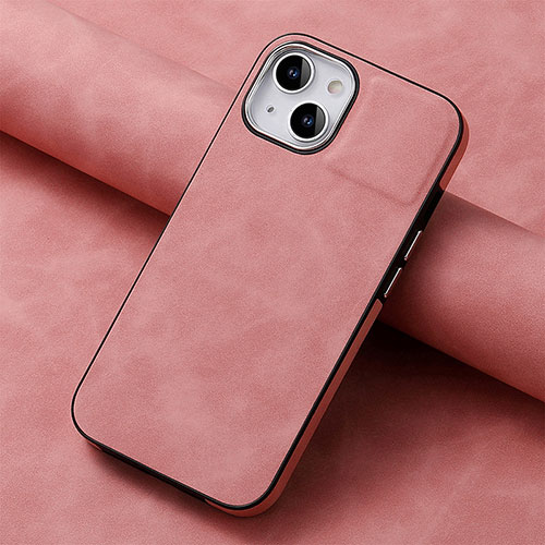 Soft Silicone Gel Leather Snap On Case Cover SD13 for Apple iPhone 14 Pink