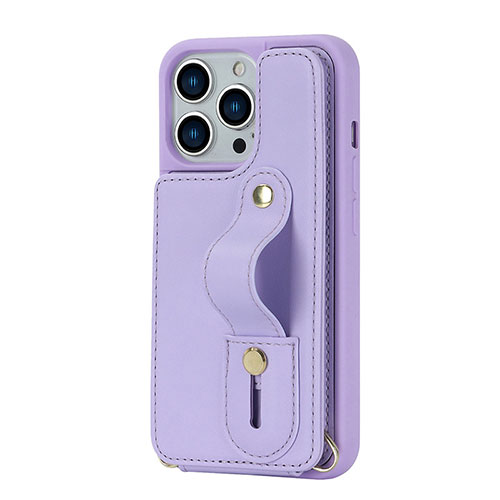 Soft Silicone Gel Leather Snap On Case Cover SD14 for Apple iPhone 14 Pro Max Purple