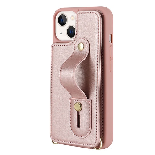 Soft Silicone Gel Leather Snap On Case Cover SD14 for Apple iPhone 14 Rose Gold