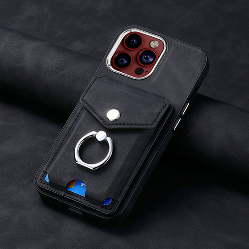 Soft Silicone Gel Leather Snap On Case Cover SD15 for Apple iPhone 13 Pro Max Black