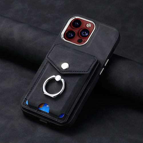 Soft Silicone Gel Leather Snap On Case Cover SD15 for Apple iPhone 14 Pro Max Black