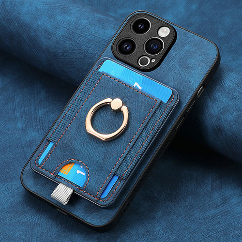 Soft Silicone Gel Leather Snap On Case Cover SD18 for Apple iPhone 15 Pro Blue