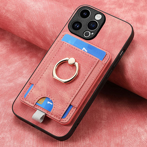 Soft Silicone Gel Leather Snap On Case Cover SD18 for Apple iPhone 15 Pro Pink