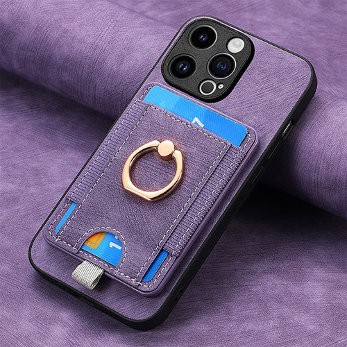 Soft Silicone Gel Leather Snap On Case Cover SD18 for Apple iPhone 16 Pro Clove Purple