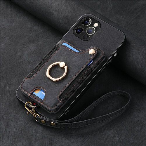 Soft Silicone Gel Leather Snap On Case Cover SD2 for Apple iPhone 13 Pro Black