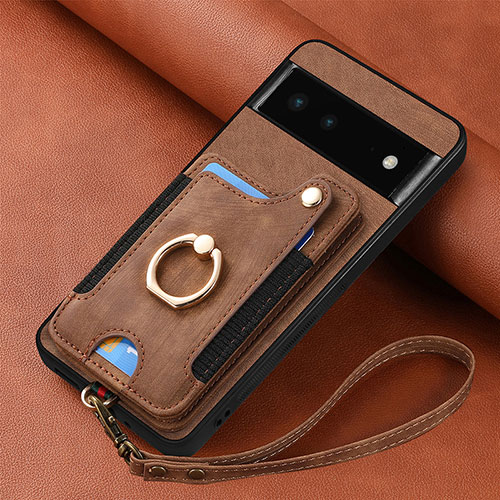 Soft Silicone Gel Leather Snap On Case Cover SD2 for Google Pixel 6 5G Brown