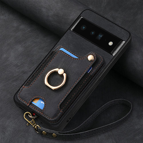 Soft Silicone Gel Leather Snap On Case Cover SD2 for Google Pixel 6 Pro 5G Black