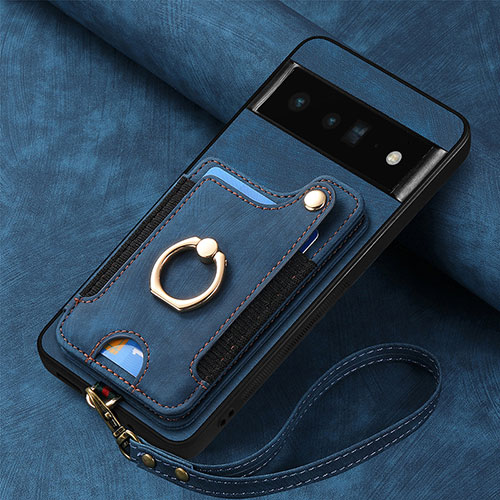 Soft Silicone Gel Leather Snap On Case Cover SD2 for Google Pixel 6 Pro 5G Blue