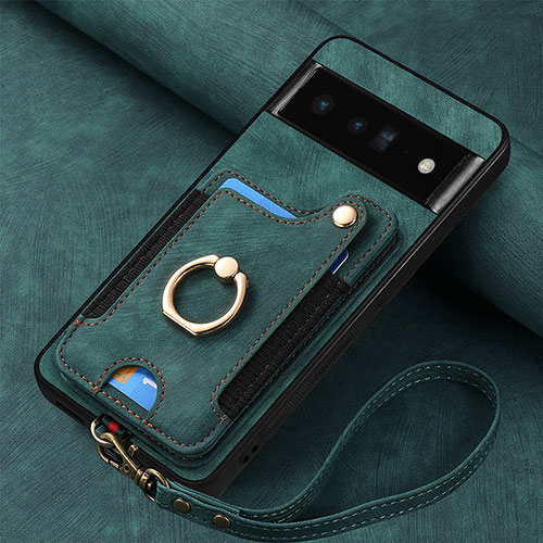 Soft Silicone Gel Leather Snap On Case Cover SD2 for Google Pixel 6 Pro 5G Green