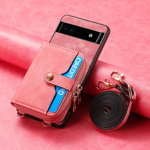 Soft Silicone Gel Leather Snap On Case Cover SD2 for Google Pixel 6a 5G Pink