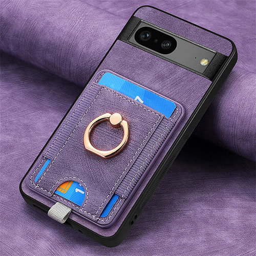 Soft Silicone Gel Leather Snap On Case Cover SD2 for Google Pixel 7 5G Clove Purple