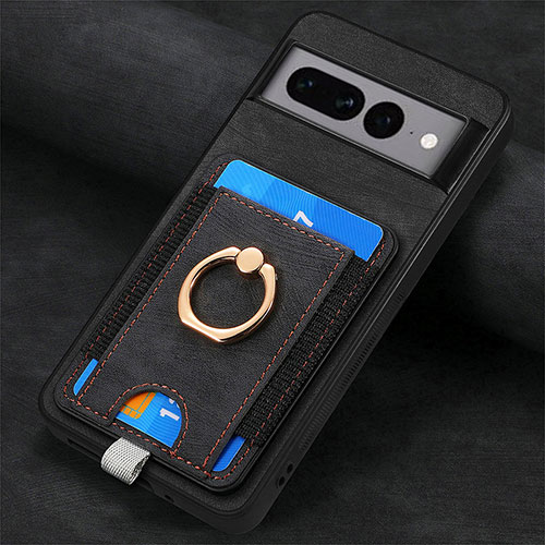 Soft Silicone Gel Leather Snap On Case Cover SD2 for Google Pixel 7 Pro 5G Black